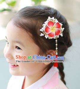 Traditional Korean Hair Accessories Flowers Tassel Hair Claw, Asian Korean Fashion Headwear Hair Stick for Kids