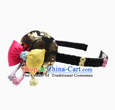 Traditional Korean Hair Accessories Black Hair Clasp, Asian Korean Hanbok Fashion Headwear Hanbok Headband for Kids