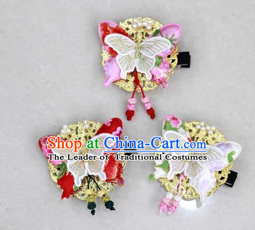 Traditional Korean Hair Accessories Butterfly Hair Stick, Asian Korean Wedding Hanbok Hair Decorations Headwear for Kids