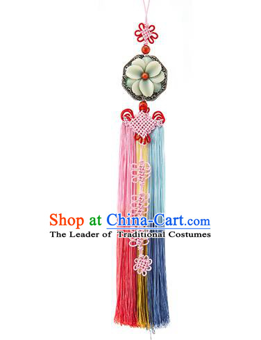 Asian Korean Chinese Knot Tassel Waist Decorations, Korean National Belts Accessories Bride Wedding Hanbok Waist Pendant for Women
