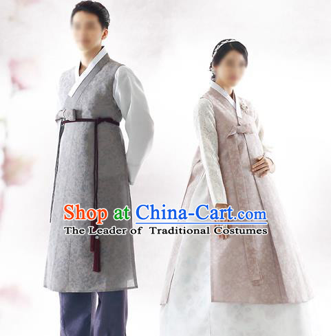 Asian Korean National Traditional Handmade Formal Occasions Bride and Bridegroom Wedding Hanbok Costume Complete Set
