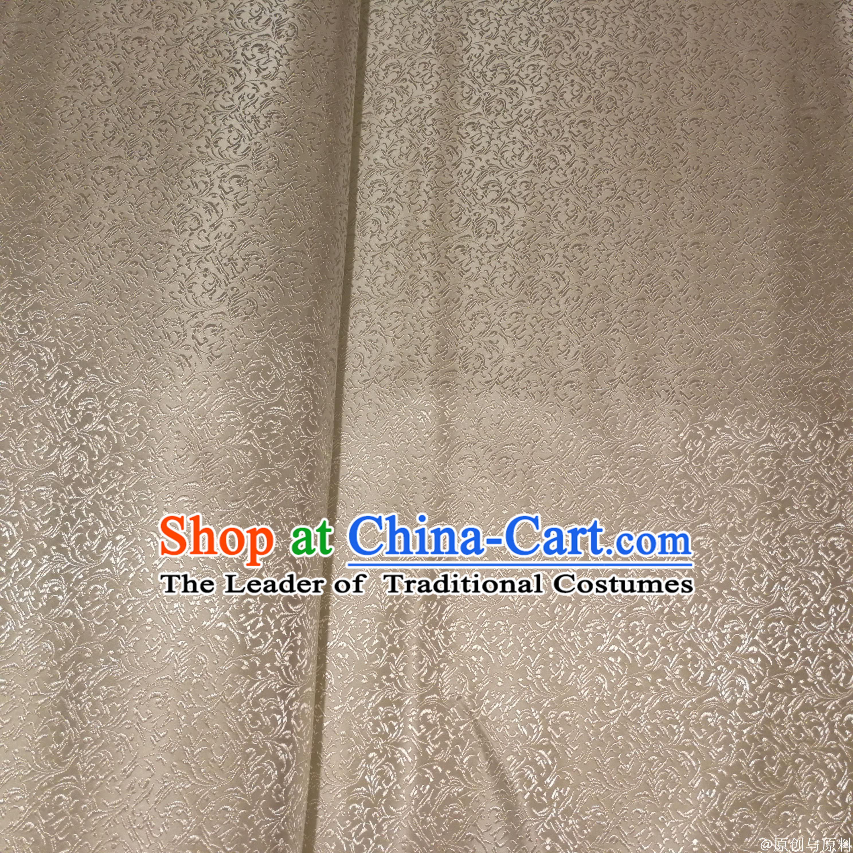 White Color Chinese Royal Palace Style Traditional Pattern Flower Design Brocade Fabric Silk Fabric Chinese Fabric Asian Material