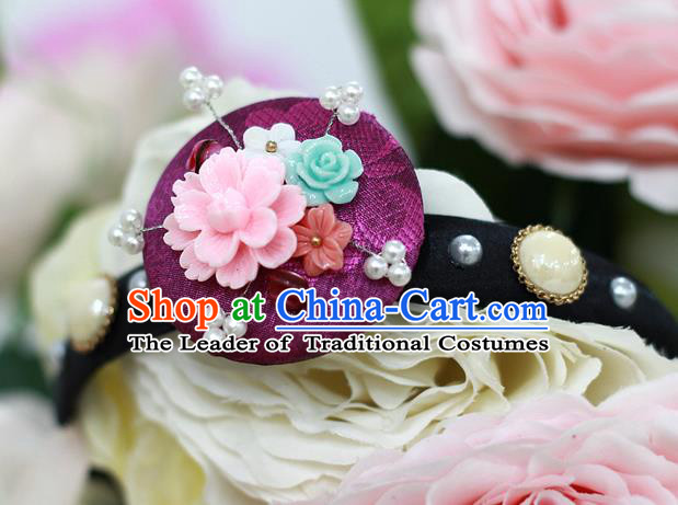 Korean National Hair Accessories Purple Hair Clasp, Asian Korean Hanbok Fashion Headwear Headband for Kids