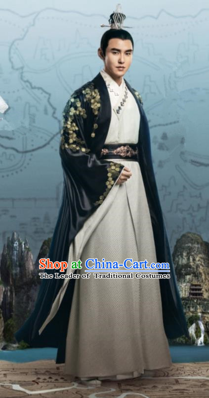 Traditional Chinese Legend Of Fu Yao Tang Dynasty Emperor Clothing, China Ancient Majesty Embroidered Costume for Men
