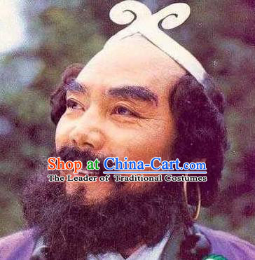 Chinese Ancient Journey to the West Monk Sha Beard, Traditional Chinese Beijing Opera Taoist Priest Mustache for Men