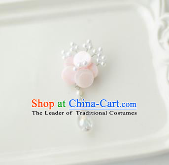 Korean National Accessories Girls Light Pink Begonia Brooch, Asian Korean Hanbok Fashion Bride Breastpin for Kids