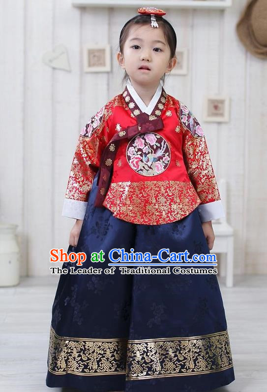 Traditional Korean Hanbok Embroidered Clothing, Asian Korean Fashion Apparel Hanbok Costume for Kids