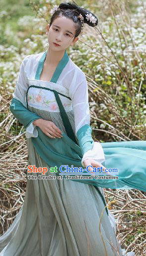 Asian China Tang Dynasty Princess Costume Slip Skirt, Traditional Ancient Chinese Palace Lady Hanfu Clothing for Women