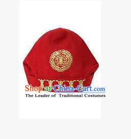 Traditional Korean Hair Accessories Embroidered Red Hats, Asian Korean Fashion National Boys Headwear for Kids