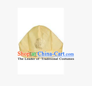 Traditional Korean Hair Accessories Embroidered Yellow Hats, Asian Korean Fashion National Boys Headwear for Kids