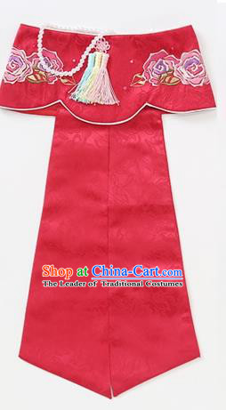 Traditional Korean Hair Accessories Embroidered Hat, Asian Korean Fashion Wedding Red Headband for Kids