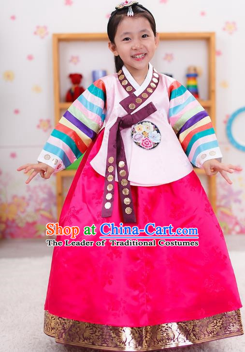 Traditional Korean Handmade Formal Occasions Embroidered Girls Wedding Costume Palace Hanbok Dress Clothing for Kids