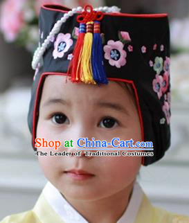 Traditional Korean Hair Accessories Embroidered Flowers Hats, Asian Korean Fashion Children Wedding Headwear for Girls