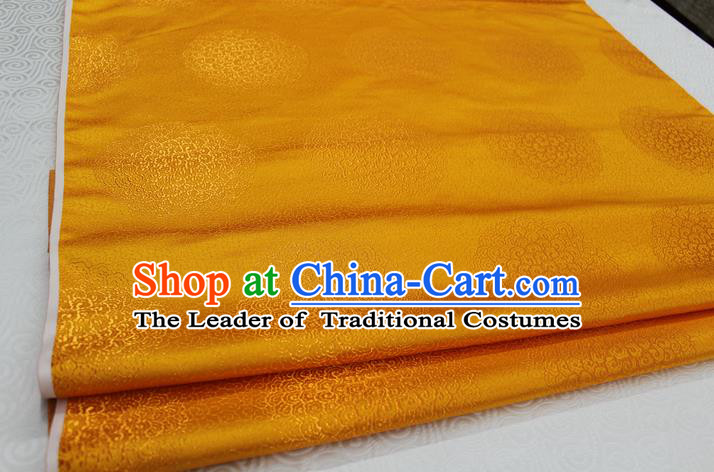 Chinese Traditional Royal Palace Mongolian Robe Golden Brocade Cheongsam Fabric, Chinese Ancient Costume Satin Hanfu Tang Suit Material