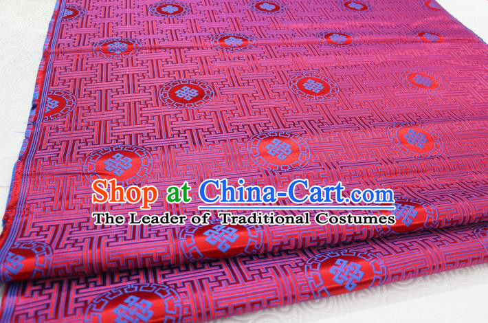 Chinese Traditional Ancient Costume Palace Blue Pattern Mongolian Robe Red Brocade Tang Suit Fabric Hanfu Material