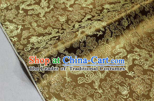Chinese Traditional Ancient Costume Palace Dragons Pattern Mongolian Robe Bronze Brocade Tang Suit Fabric Hanfu Material