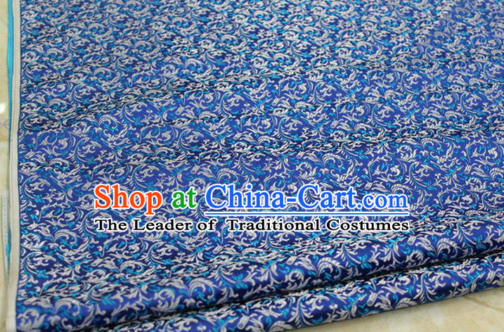 Chinese Traditional Palace Pattern Tang Suit Cheongsam Blue Brocade Fabric, Chinese Ancient Costume Hanfu Satin Material