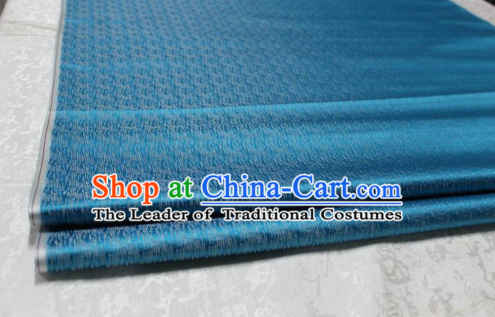 Chinese Traditional Ancient Costume Palace Pattern Blue Brocade Cheongsam Satin Mongolian Robe Fabric Hanfu Material