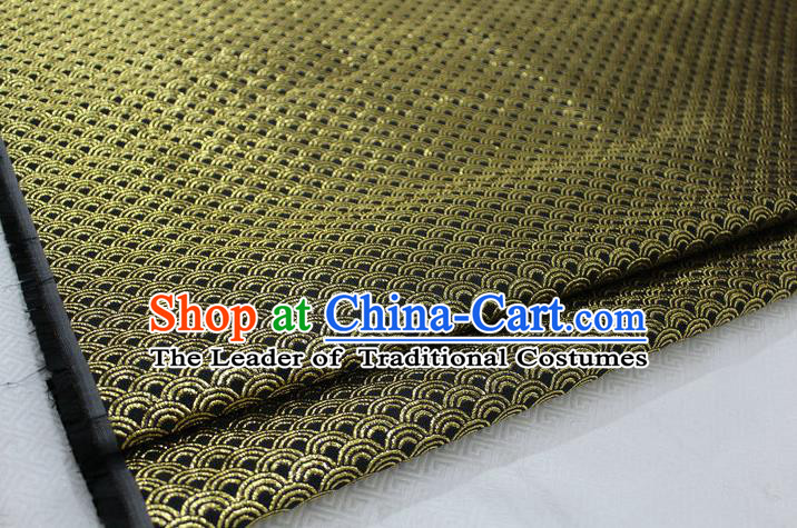 Chinese Traditional Ancient Costume Palace Gold Thread Pattern Black Brocade Cheongsam Satin Mongolian Robe Fabric Hanfu Material