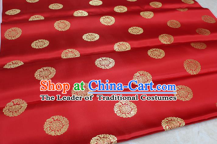 Chinese Traditional Ancient Costume Palace Longevity Pattern Cheongsam Red Brocade Tang Suit Satin Fabric Hanfu Material