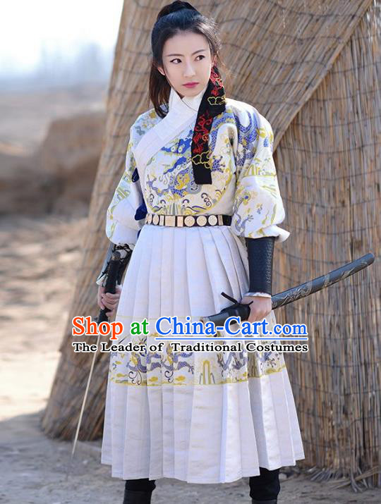 Traditional Chinese Ming Dynasty Swordswoman Fly Fish Clothing