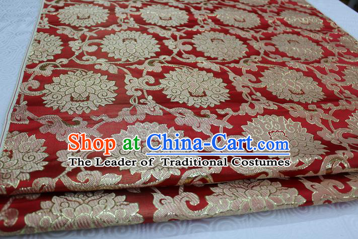 Chinese Traditional Ancient Costume Palace Pattern Xiuhe Suit Red Brocade Cheongsam Satin Mongolian Robe Fabric Hanfu Material