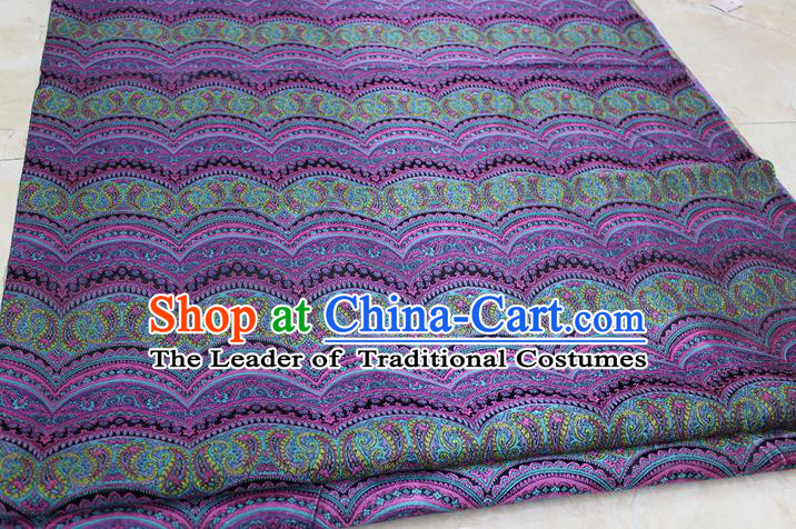 Chinese Traditional Ancient Costume Palace Pattern Mongolian Robe Purple Brocade Cheongsam Satin Fabric Hanfu Material