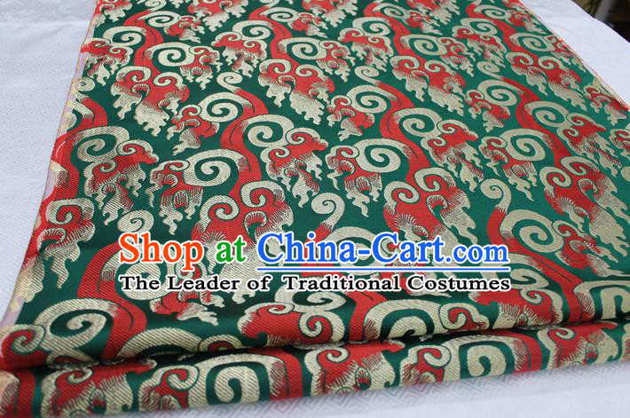 Chinese Traditional Ancient Costume Royal Palace Pattern Tang Suit Green Brocade Cheongsam Satin Fabric Hanfu Material