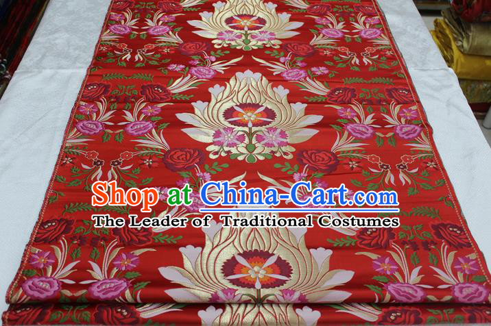 Chinese Traditional Ancient Wedding Costume Cheongsam Red Nanjing Brocade Palace Pattern Xiuhe Suit Satin Fabric Hanfu Material