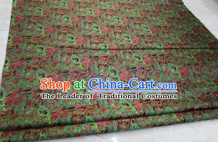 Chinese Traditional Wedding Cheongsam Green Brocade Ancient Costume Palace Pattern Tang Suit Satin Fabric Hanfu Material