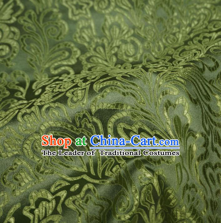 Chinese Traditional Clothing Royal Court Pattern Tang Suit Green Brocade Ancient Costume Cheongsam Satin Fabric Hanfu Material