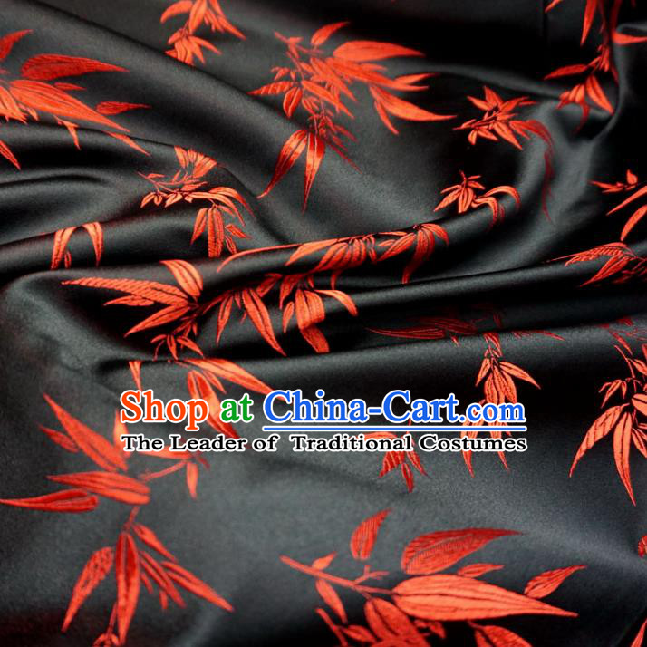 Chinese Traditional Royal Court Bamboo Pattern Black Brocade Ancient Costume Tang Suit Cheongsam Bourette Fabric Hanfu Material