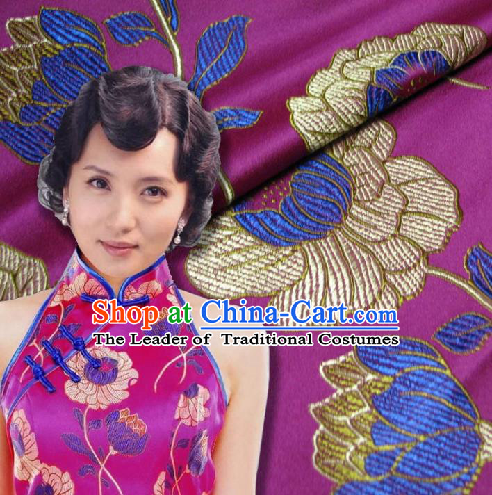 Chinese Traditional Royal Court Flowers Pattern Rosy Brocade Xiuhe Suit Fabric Ancient Costume Tang Suit Cheongsam Hanfu Material