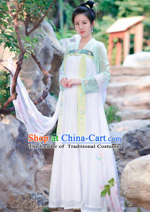 Traditional Chinese Tang Dynasty Palace Lady Imperial Concubine Hanfu Embroidered Costume for Women