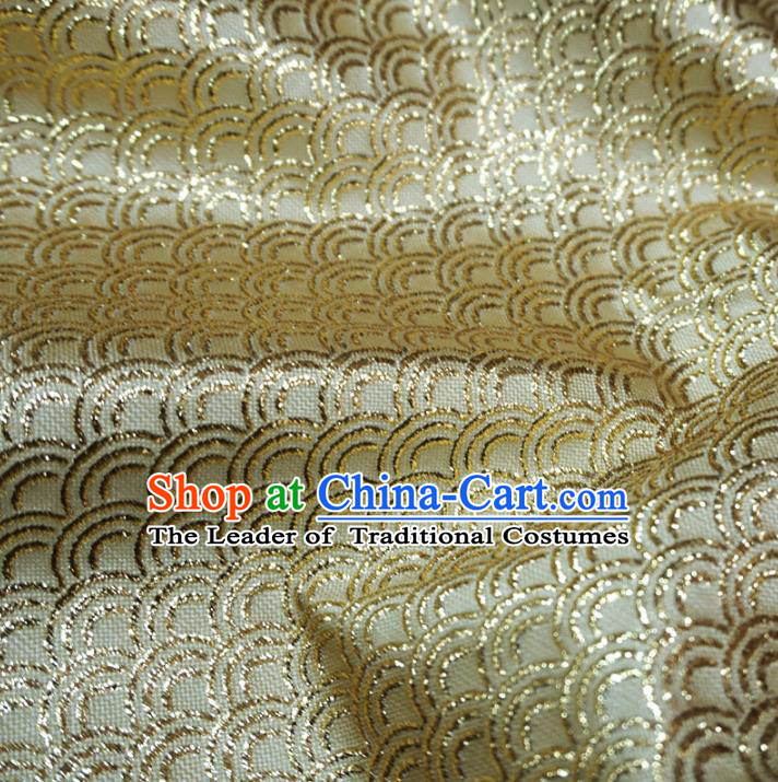 Chinese Traditional Royal Palace Scale Pattern Design Golden Brocade Mongolian Robe Fabric Ancient Costume Tang Suit Cheongsam Hanfu Material