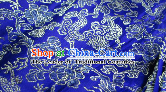 Chinese Traditional Royal Palace Pattern Design Hanfu Royalblue Brocade Fabric Ancient Costume Tang Suit Cheongsam Material