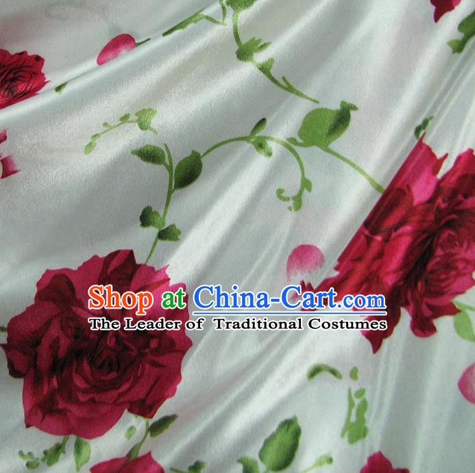 Chinese Traditional Royal Palace Printing Rose Design Hanfu Brocade Fabric Ancient Costume Tang Suit Cheongsam Material