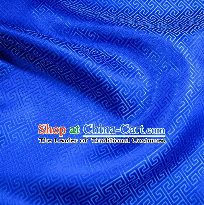 Chinese Traditional Palace Pattern Hanfu Blue Brocade Fabric Ancient Costume Tang Suit Cheongsam Material