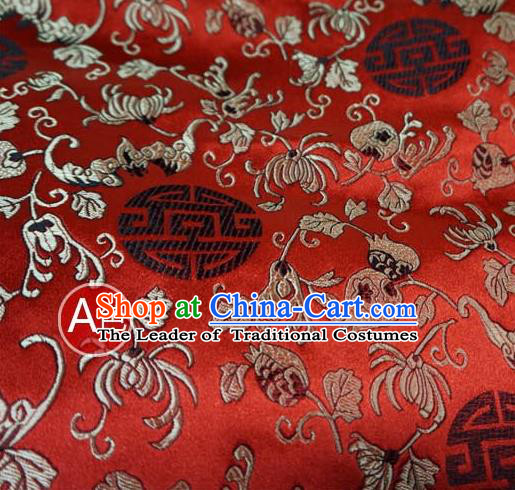 Chinese Traditional Palace Chrysanthemum Pattern Hanfu Red Brocade Fabric Ancient Costume Tang Suit Cheongsam Material