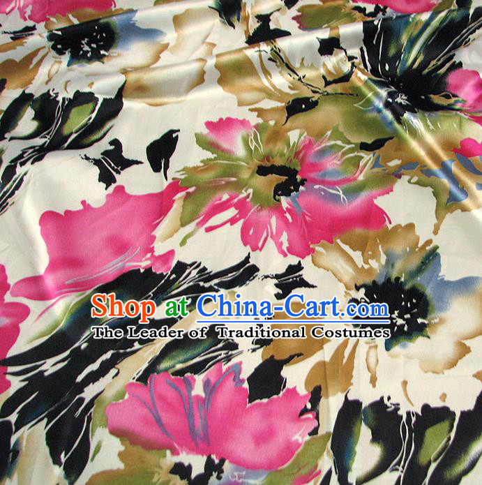 Chinese Traditional Royal Palace Printing Flowers Design Hanfu Black Brocade Fabric Ancient Costume Tang Suit Cheongsam Material