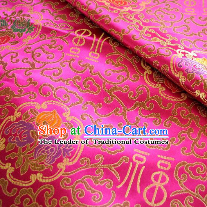 Chinese Traditional Palace Pattern Design Hanfu Rosy Brocade Fabric Ancient Costume Tang Suit Cheongsam Material