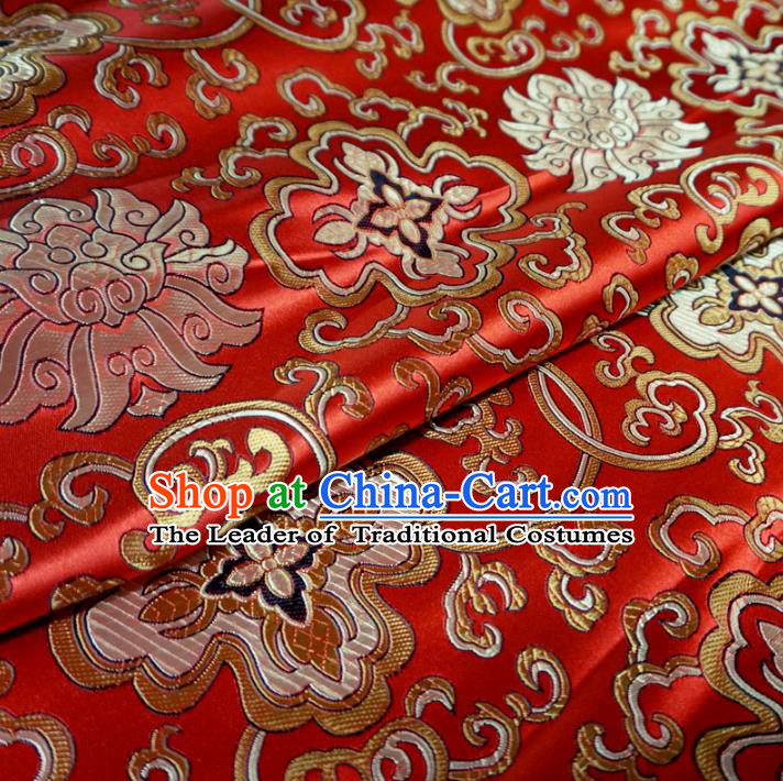 Chinese Traditional Palace Pattern Hanfu Red Brocade Fabric Ancient Costume Tang Suit Cheongsam Material