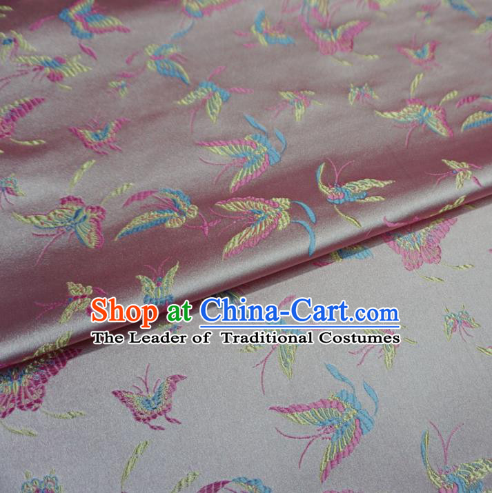 Chinese Traditional Palace Butterfly Pattern Hanfu Pink Brocade Fabric Ancient Costume Tang Suit Cheongsam Material