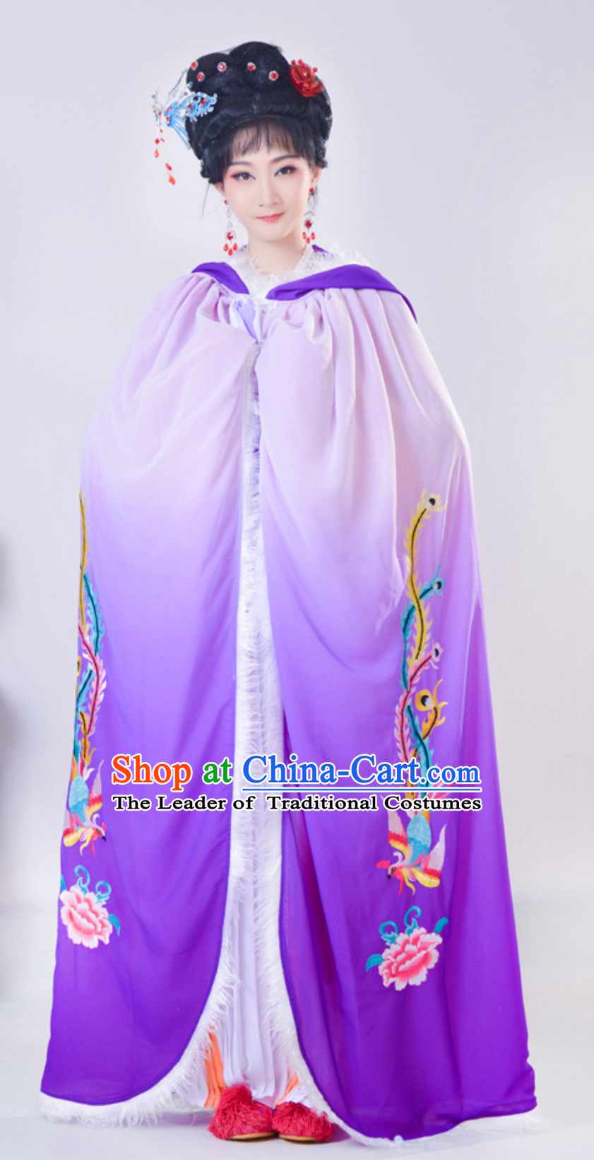 Ancient Chinese Style Mantle Kimono Costume Ancient Embroidered Phoenix Color Changing Fancy Dress Complete Set