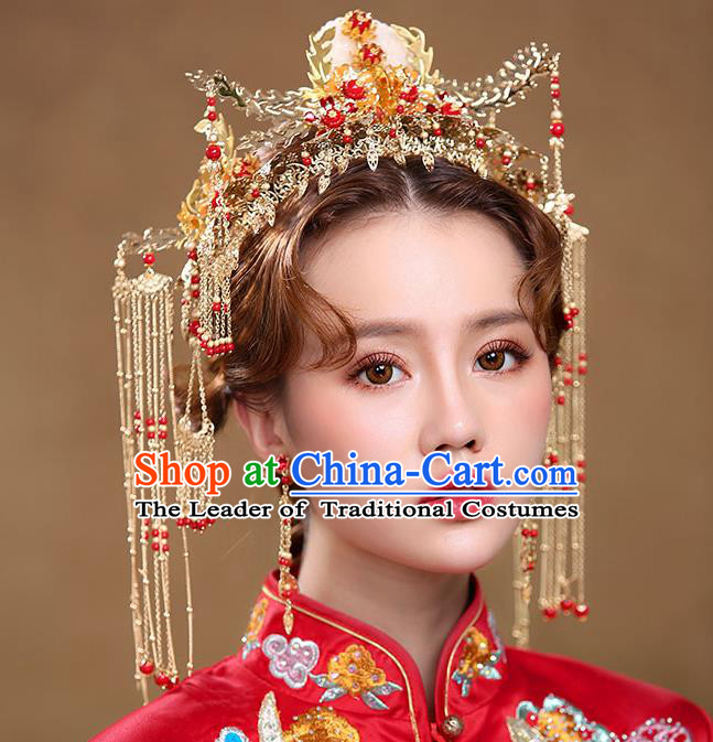 Chinese Hair Jewelry Accessories Xiuhe Suit Hairpins Headwear Headdress Hair Crown for Women