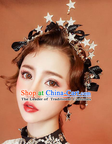 Chinese Traditional Bride Hair Jewelry Accessories Wedding Crystal Star Hair Clasp Headwear for Women