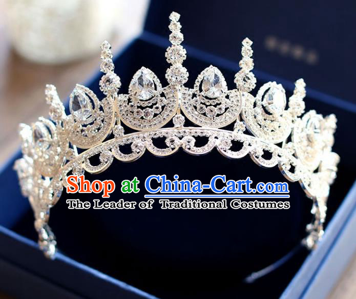Chinese Traditional Hair Accessories Baroque Bride Wedding Princess Extravagant Crystal Royal Crown for Women
