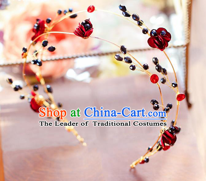 Chinese Traditional Bride Hair Jewelry Accessories Wedding Baroque Retro Rose Hair Clasp for Women