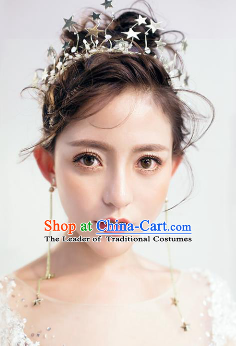 Chinese Traditional Hair Accessories Baroque Stars Hair Clasp Wedding Bride Crystal Royal Crown for Women