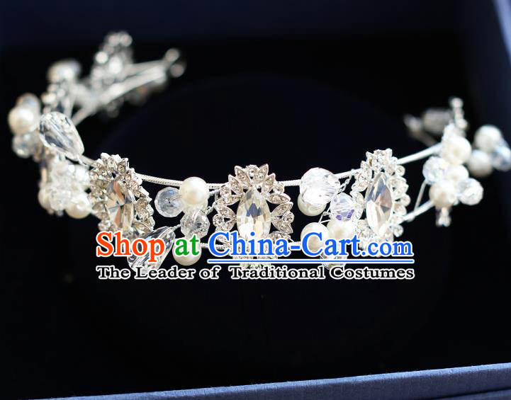 Chinese Traditional Bride Hair Jewelry Accessories Wedding Crystal Hair Clasp Headband for Women